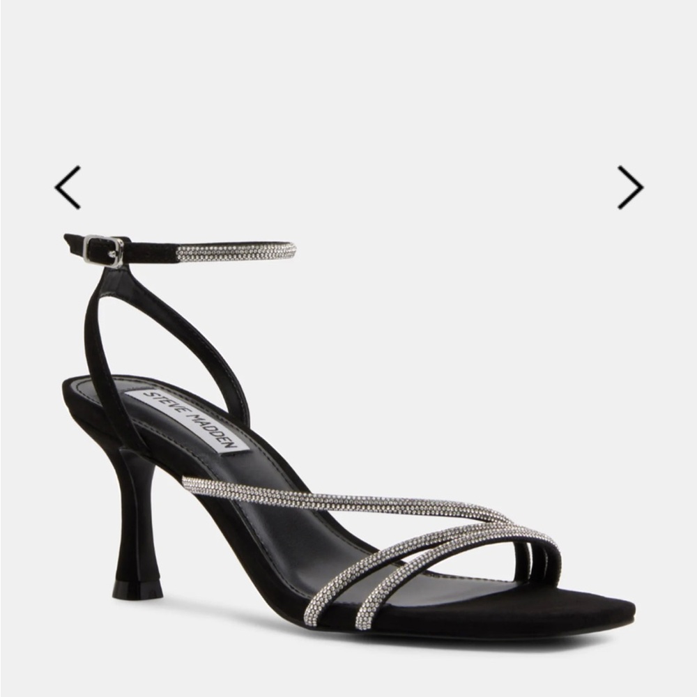 Steve Madden Black and Silver Strappy Heels